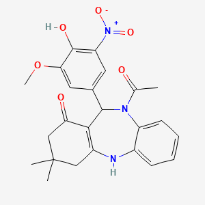 5-Acetyl-6-(4-hydroxy-3-methoxy-5-nitrophenyl)-9,9-dimethyl-6,8,10,11-tetrahydrobenzo[b][1,4]benzodiazepin-7-one