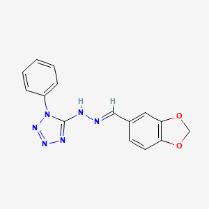 molecular formula C15H12N6O2 B1658039 N-[(E)-1,3-benzodioxol-5-ylmethylideneamino]-1-phenyltetrazol-5-amine CAS No. 5927-27-5