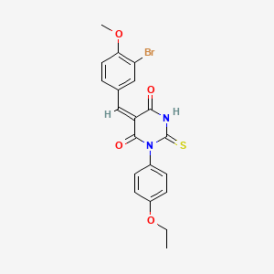 (5E)-5-[(3-bromo-4-methoxyphenyl)methylidene]-1-(4-ethoxyphenyl)-2-sulfanylidene-1,3-diazinane-4,6-dione