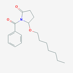 molecular formula C18H25NO3 B165809 2-Pyrrolidinone, 1-benzoyl-5-(heptyloxy)-, (+-)- CAS No. 136410-24-7