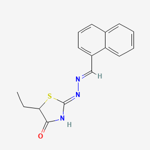 molecular formula C16H15N3OS B1658093 (2Z)-5-Ethyl-2-[(E)-naphthalen-1-ylmethylidenehydrazinylidene]-1,3-thiazolidin-4-one CAS No. 5955-06-6