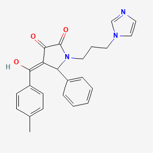 molecular formula C24H23N3O3 B1658095 (4Z)-4-[hydroxy-(4-methylphenyl)methylidene]-1-(3-imidazol-1-ylpropyl)-5-phenylpyrrolidine-2,3-dione CAS No. 5955-27-1