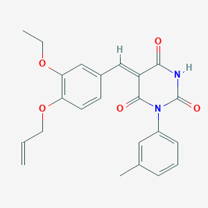 molecular formula C23H22N2O5 B1658108 (5Z)-5-[(3-ethoxy-4-prop-2-enoxyphenyl)methylidene]-1-(3-methylphenyl)-1,3-diazinane-2,4,6-trione CAS No. 5963-54-2