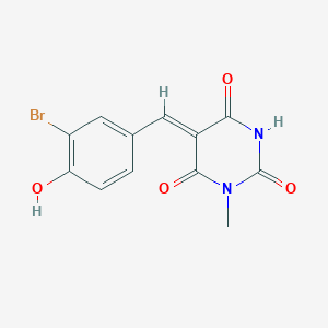 molecular formula C12H9BrN2O4 B1658114 (5Z)-5-[(3-bromo-4-hydroxyphenyl)methylidene]-1-methyl-1,3-diazinane-2,4,6-trione CAS No. 5967-19-1