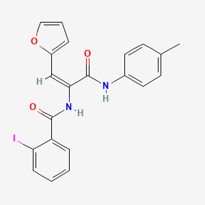 molecular formula C21H17IN2O3 B1658151 N-[(E)-1-(furan-2-yl)-3-(4-methylanilino)-3-oxoprop-1-en-2-yl]-2-iodobenzamide CAS No. 5980-60-9