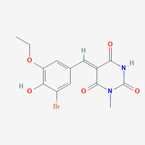 molecular formula C14H13BrN2O5 B1658171 (5Z)-5-[(3-bromo-5-ethoxy-4-hydroxyphenyl)methylidene]-1-methyl-1,3-diazinane-2,4,6-trione CAS No. 5989-48-0