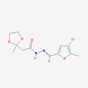 molecular formula C12H15BrN2O4 B1658175 N-[(4-Bromo-5-methyl-2-furyl)methylideneamino]-2-(2-methyl-1,3-dioxolan-2-YL)acetamide CAS No. 5994-47-8