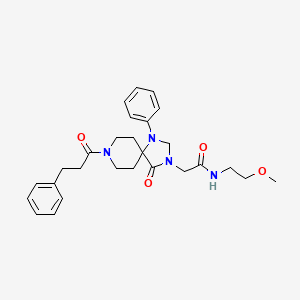 molecular formula C27H34N4O4 B1658178 N-(2-Methoxyethyl)-2-[4-oxo-1-phenyl-8-(3-phenylpropanoyl)-1,3,8-triazaspiro[4.5]decan-3-yl]acetamide CAS No. 5998-32-3