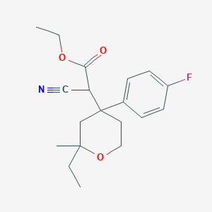 molecular formula C19H24FNO3 B1658189 Ethyl cyano[2-ethyl-4-(4-fluorophenyl)-2-methyloxan-4-yl]acetate CAS No. 6000-18-6