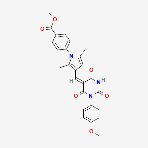 molecular formula C26H23N3O6 B1658194 methyl 4-[3-[(E)-[1-(4-methoxyphenyl)-2,4,6-trioxo-1,3-diazinan-5-ylidene]methyl]-2,5-dimethylpyrrol-1-yl]benzoate CAS No. 6001-84-9