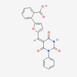 2-[5-[(E)-(2,4,6-trioxo-1-phenyl-1,3-diazinan-5-ylidene)methyl]furan-2-yl]benzoic acid