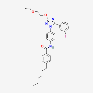 molecular formula C31H35FN4O3 B1658265 N-[4-[3-(2-ethoxyethoxy)-5-(3-fluorophenyl)-1,2,4-triazol-1-yl]phenyl]-4-hexyl-benzamide CAS No. 6028-59-7
