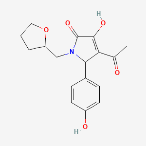 molecular formula C17H19NO5 B1658284 4-Acetyl-3-hydroxy-5-(4-hydroxyphenyl)-1-[(oxolan-2-yl)methyl]-1,5-dihydro-2H-pyrrol-2-one CAS No. 6035-76-3