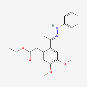 molecular formula C20H24N2O4 B1658320 ethyl 2-[2-[(E)-N-anilino-C-methylcarbonimidoyl]-4,5-dimethoxyphenyl]acetate CAS No. 6047-96-7