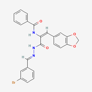 molecular formula C24H18BrN3O4 B1658323 N-[(E)-1-(1,3-benzodioxol-5-yl)-3-[(2E)-2-[(3-bromophenyl)methylidene]hydrazinyl]-3-oxoprop-1-en-2-yl]benzamide CAS No. 6049-88-3