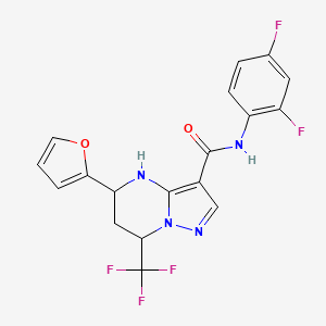 molecular formula C18H13F5N4O2 B1658369 N-(2,4-Difluorophenyl)-5-(furan-2-yl)-7-(trifluoromethyl)-4,5,6,7-tetrahydropyrazolo[1,5-a]pyrimidine-3-carboxamide CAS No. 6066-06-4