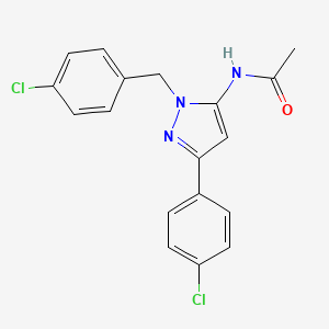 molecular formula C18H15Cl2N3O B1658393 N-[5-(4-chlorophenyl)-2-[(4-chlorophenyl)methyl]pyrazol-3-yl]acetamide CAS No. 6078-10-0