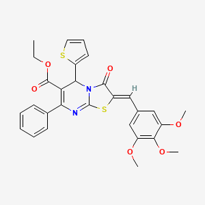 molecular formula C29H26N2O6S2 B1658400 ethyl (2Z)-3-oxo-7-phenyl-5-thiophen-2-yl-2-[(3,4,5-trimethoxyphenyl)methylidene]-5H-[1,3]thiazolo[3,2-a]pyrimidine-6-carboxylate CAS No. 6080-61-1