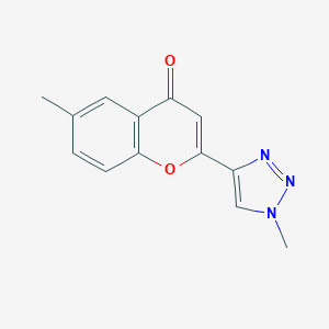 molecular formula C13H11N3O2 B165841 4H-1-Benzopyran-4-one, 6-methyl-2-(1-methyl-1H-1,2,3-triazol-4-yl)- CAS No. 131924-47-5