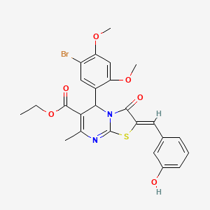 molecular formula C25H23BrN2O6S B1658420 ethyl (2Z)-5-(5-bromo-2,4-dimethoxyphenyl)-2-[(3-hydroxyphenyl)methylidene]-7-methyl-3-oxo-5H-[1,3]thiazolo[3,2-a]pyrimidine-6-carboxylate CAS No. 6089-14-1