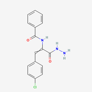molecular formula C16H14ClN3O2 B1658428 N-[1-(4-chlorophenyl)-3-hydrazinyl-3-oxoprop-1-en-2-yl]benzamide CAS No. 6092-74-6