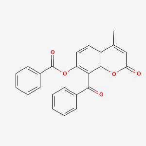 molecular formula C24H16O5 B1658435 8-Benzoyl-4-methyl-2-oxo-2H-1-benzopyran-7-yl benzoate CAS No. 6095-92-7