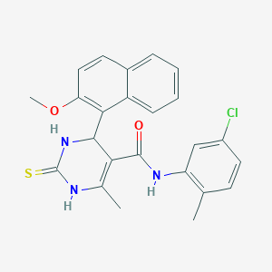 molecular formula C24H22ClN3O2S B1658452 N-(5-chloro-2-methylphenyl)-4-(2-methoxynaphthalen-1-yl)-6-methyl-2-sulfanylidene-3,4-dihydro-1H-pyrimidine-5-carboxamide CAS No. 6104-66-1
