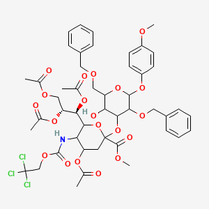 molecular formula C48H56Cl3NO20 B1658458 Methyl 4-acetyloxy-2-[5-hydroxy-2-(4-methoxyphenoxy)-3-phenylmethoxy-6-(phenylmethoxymethyl)oxan-4-yl]oxy-6-[(1S,2R)-1,2,3-triacetyloxypropyl]-5-(2,2,2-trichloroethoxycarbonylamino)oxane-2-carboxylate CAS No. 610763-72-9