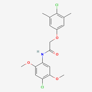 molecular formula C18H19Cl2NO4 B1658483 N-(4-chloro-2,5-dimethoxyphenyl)-2-(4-chloro-3,5-dimethylphenoxy)acetamide CAS No. 6119-42-2