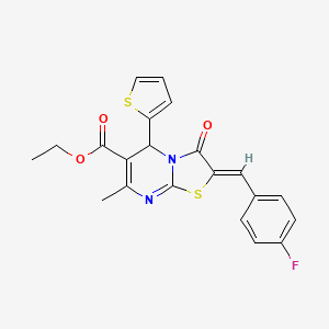 ethyl (2Z)-2-[(4-fluorophenyl)methylidene]-7-methyl-3-oxo-5-thiophen-2-yl-5H-[1,3]thiazolo[3,2-a]pyrimidine-6-carboxylate