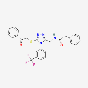 N-[[5-phenacylsulfanyl-4-[3-(trifluoromethyl)phenyl]-1,2,4-triazol-3-yl]methyl]-2-phenyl-acetamide