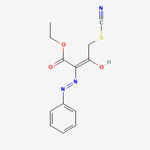 Butanoic acid, 3-oxo-2-(phenylhydrazono)-4-thiocyanato-, ethyl ester