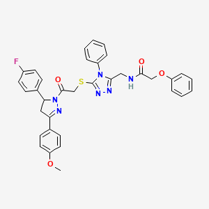 molecular formula C35H31FN6O4S B1658689 N-{[5-({2-[5-(4-FLUOROPHENYL)-3-(4-METHOXYPHENYL)-4,5-DIHYDRO-1H-PYRAZOL-1-YL]-2-OXOETHYL}SULFANYL)-4-PHENYL-4H-1,2,4-TRIAZOL-3-YL]METHYL}-2-PHENOXYACETAMIDE CAS No. 6184-15-2