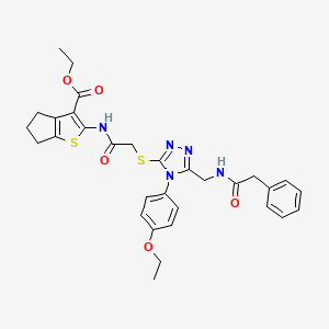 molecular formula C31H33N5O5S2 B1658693 ETHYL 2-(2-{[4-(4-ETHOXYPHENYL)-5-[(2-PHENYLACETAMIDO)METHYL]-4H-1,2,4-TRIAZOL-3-YL]SULFANYL}ACETAMIDO)-4H,5H,6H-CYCLOPENTA[B]THIOPHENE-3-CARBOXYLATE CAS No. 6184-73-2