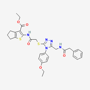 ethyl 2-[[2-[[4-(4-ethoxyphenyl)-5-[[(2-phenylacetyl)amino]methyl]-1,2,4-triazol-3-yl]sulfanyl]acetyl]amino]-5,6-dihydro-4H-cyclopenta[b]thiophene-3-carboxylate