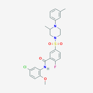 molecular formula C26H27ClFN3O4S B1658725 N-(5-chloro-2-methoxyphenyl)-2-fluoro-5-[3-methyl-4-(3-methylphenyl)piperazin-1-yl]sulfonylbenzamide CAS No. 6198-08-9