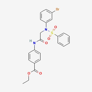 molecular formula C23H21BrN2O5S B1658730 Ethyl 4-{[N-(benzenesulfonyl)-N-(3-bromophenyl)glycyl]amino}benzoate CAS No. 6199-17-3
