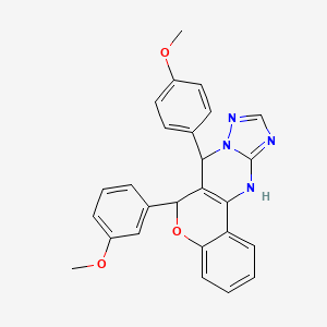 molecular formula C26H22N4O3 B1658760 9-(3-Methoxyphenyl)-11-(4-methoxyphenyl)-8-oxa-12,13,15,17-tetrazatetracyclo[8.7.0.02,7.012,16]heptadeca-1(10),2,4,6,13,15-hexaene CAS No. 6207-22-3