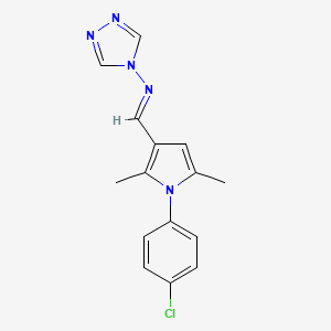 molecular formula C15H14ClN5 B1658800 N-{(E)-[1-(4-chlorophenyl)-2,5-dimethyl-1H-pyrrol-3-yl]methylidene}-4H-1,2,4-triazol-4-amine CAS No. 6222-40-8