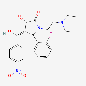 molecular formula C23H24FN3O5 B1658818 (4Z)-1-[2-(Diethylamino)ethyl]-5-(2-fluorophenyl)-4-[hydroxy-(4-nitrophenyl)methylidene]pyrrolidine-2,3-dione CAS No. 6226-28-4