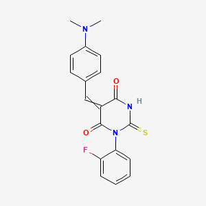 molecular formula C19H16FN3O2S B1658845 5-[[4-(Dimethylamino)phenyl]methylidene]-1-(2-fluorophenyl)-2-sulfanylidene-1,3-diazinane-4,6-dione CAS No. 6238-05-7