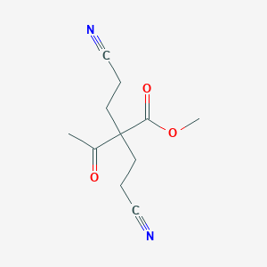 molecular formula C11H14N2O3 B1658987 Methyl 2,2-bis(2-cyanoethyl)-3-oxobutanoate CAS No. 6282-04-8