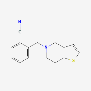 molecular formula C15H14N2S B1659048 Benzonitrile, 2-((4,5,6,7-tetrahydrothieno(3,2-c)pyridin-5-yl)methyl)- CAS No. 63135-38-6