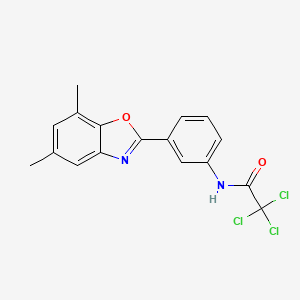 2,2,2-trichloro-N-[3-(5,7-dimethyl-1,3-benzoxazol-2-yl)phenyl]acetamide
