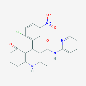 molecular formula C22H19ClN4O4 B1659060 4-(2-chloro-5-nitrophenyl)-2-methyl-5-oxo-N-pyridin-2-yl-4,6,7,8-tetrahydro-1H-quinoline-3-carboxamide CAS No. 6323-58-6