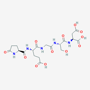 molecular formula C19H27N5O12 B165909 Pyro-glutamyl-glutamyl-glycyl-seryl-aspartic acid CAS No. 129276-56-8