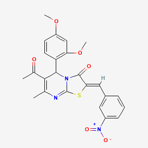 molecular formula C24H21N3O6S B1659130 (2Z)-6-acetyl-5-(2,4-dimethoxyphenyl)-7-methyl-2-[(3-nitrophenyl)methylidene]-5H-[1,3]thiazolo[3,2-a]pyrimidin-3-one CAS No. 6368-97-4