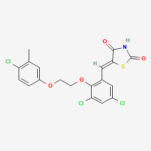 molecular formula C19H14Cl3NO4S B1659155 (5Z)-5-[[3,5-dichloro-2-[2-(4-chloro-3-methylphenoxy)ethoxy]phenyl]methylidene]-1,3-thiazolidine-2,4-dione CAS No. 6374-15-8
