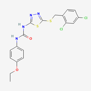 molecular formula C18H16Cl2N4O2S2 B1659157 1-[5-[(2,4-Dichlorophenyl)methylsulfanyl]-1,3,4-thiadiazol-2-yl]-3-(4-ethoxyphenyl)urea CAS No. 6374-39-6