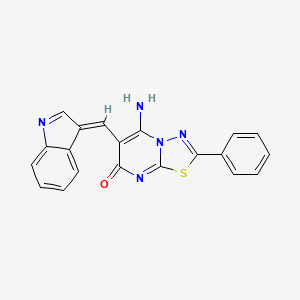 molecular formula C20H13N5OS B1659163 5-amino-6-[(E)-indol-3-ylidenemethyl]-2-phenyl-[1,3,4]thiadiazolo[3,2-a]pyrimidin-7-one CAS No. 6376-28-9